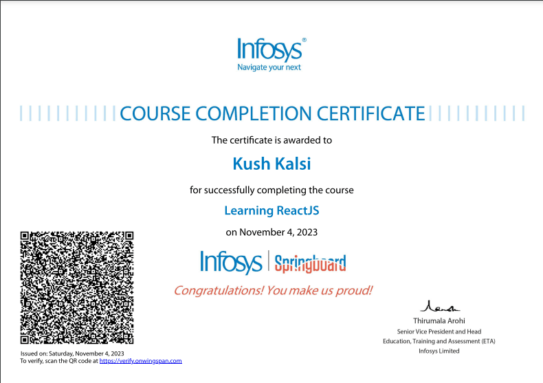Infosys ReactJS