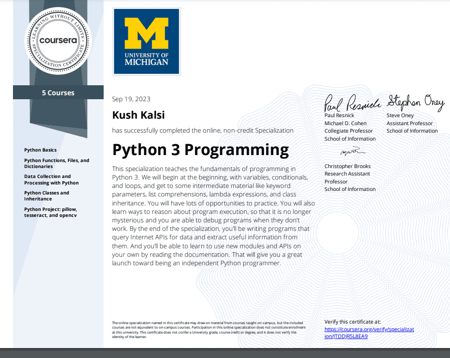 Courcera Python3 Programming